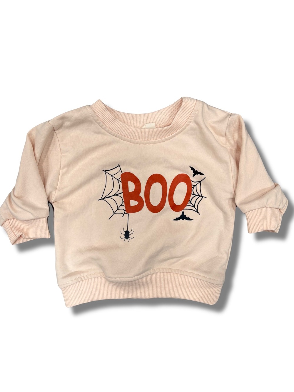 Miniolie Halloween Boo Graphic Pullover Sweatshirt 3-6M Pink Long Sleeve Crew